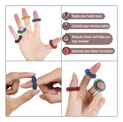 Anillos Sensoriales Mr. Pen Paquete De 10 Juguetes Ansiedad Tonos De Joya Talle