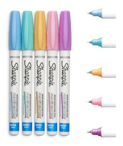 Imagen 2 de 6 de Marcador Pintura Pastel Sharpie Paint X5 Colores