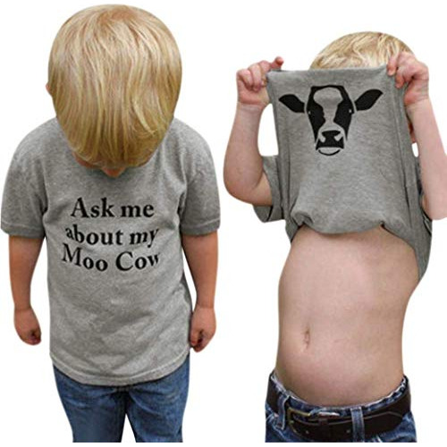 Gobabygo Baby Ask Me About My Moo Cow, Camiseta De Manga Cor