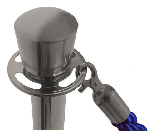 6 X Pedestal Separador De Fila Cromado Com Cordão Azul