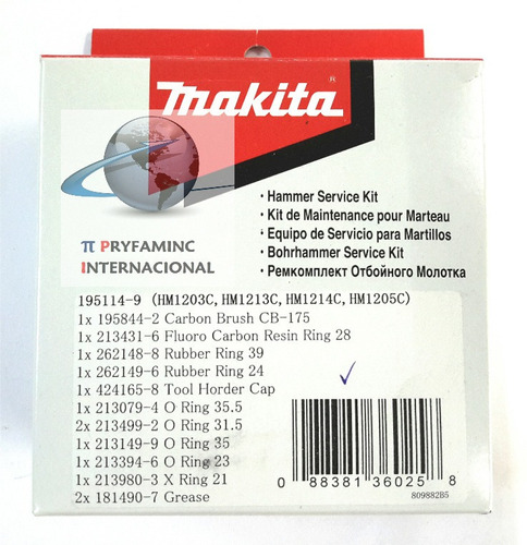 Kit Servicio Makita Hm1203c Hm1213c Hm1214c 195114-9 1951149