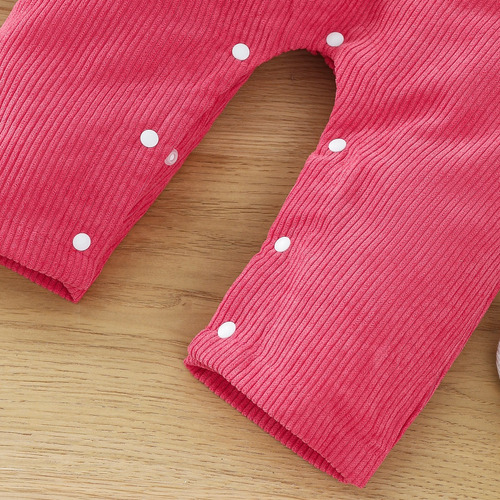 3 Pcs Conjunto Tierno Bebé Con Estampado De Osito Y Diadema Rosa 0-3 M