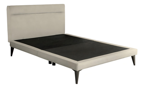 Cama Queen Size Danita, Base Armable Con Cabecera Roomi Color Beige Danita