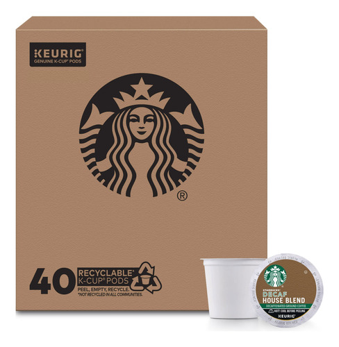 Starbucks Cpsulas De Caf Descafeinado K-cup, House Blend Par