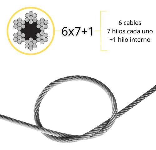 Cable Acero Galvanizado 5mm 6x7+1 X 150 Metros