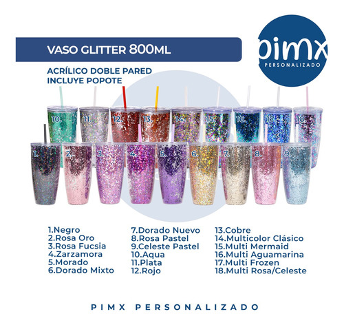 Paquete 10 Termos Glitter