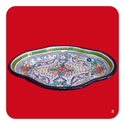 Imagen 2 de 2 de Charola Pavera Mediana De Talavera Poblana Colores M8 Chr