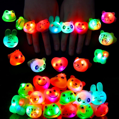 Ccinee 24pcs Anillos Luminosos Intermitentes Coloridos Led C