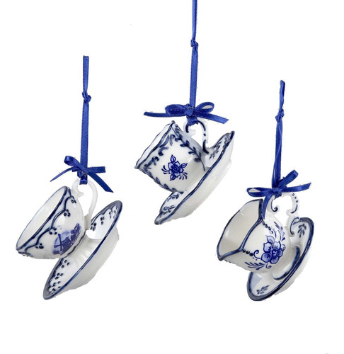 3 Adorno Porcelana Para Taza Platillo Azul Delft 2 