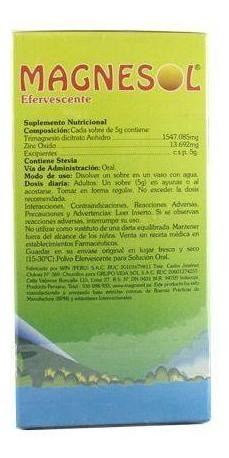Imagen 3 de 3 de Magnesol Polvo Efervecente Limon Sob/5 G Caja Con 32 Unidade
