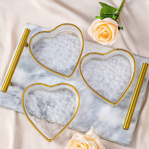 H Plato De Cristal Para Joyas Con Forma De Corazón