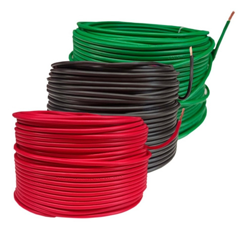 Imagen 2 de 2 de Kit 3 Cables Electrico Cca Calibre 8 Negro, Verde Y Rojo
