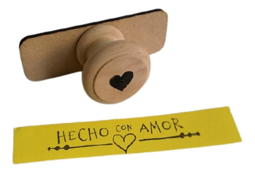 Sello Hecho Con Amor Corazón 2,5x7cm