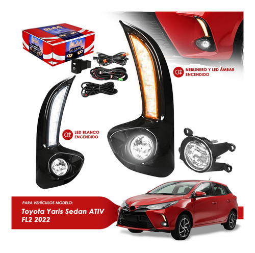 Neblinero Set Completo Led+drl Toyota Yaris 4ta Gen Fl2 2022