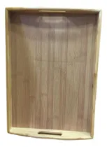 Comprar Bandeja De Bamboo Rectangular Con Manijas