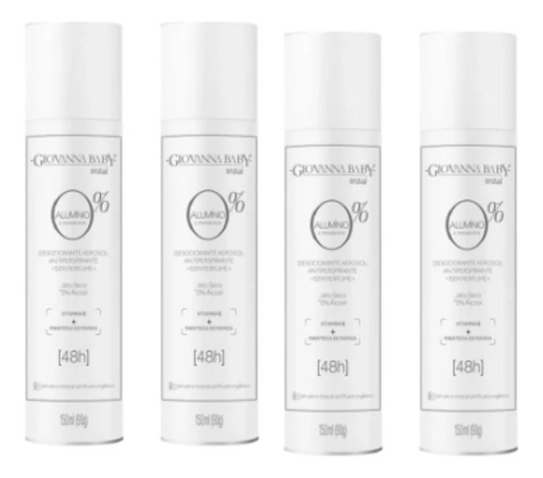 Desodorante Giovanna Baby 0% Alumínio Sem Perfume 150ml 4und