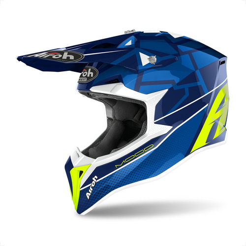 Capacete Wraap Mood Airoh Azul Flúor Brilho Motocross