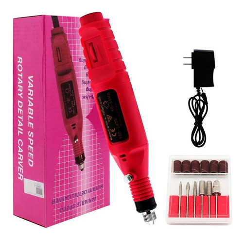 Mini Motor Recarregável Rosa Lixar Unhas Portátil