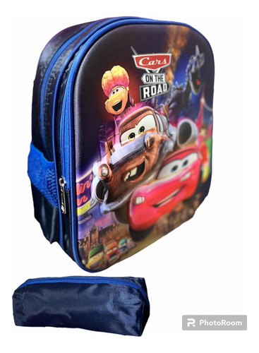 Cars Rayo Mcqueen Bolso Morral +cartuchera Escolar Mediano 