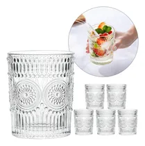 Comprar Vaso X6 Vidrio Labrado Vajilla 320 Ml Arabesco Vintage