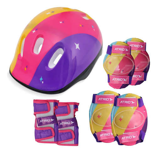 Kit Proteção Infantil Unicornio Acessório Capacete Joelheira