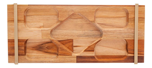 Bandeja Retangular Wolff Craft Teca Champanhe 41cm