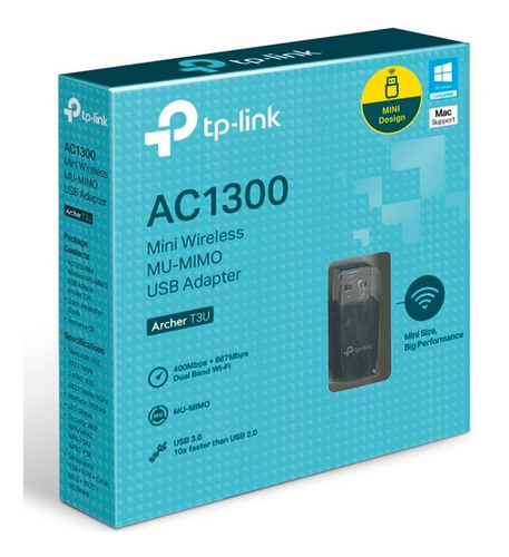 Imagen 2 de 6 de Combo De 2 Mini Adaptadores De Red Tp-link Usb Archer T3u Wi