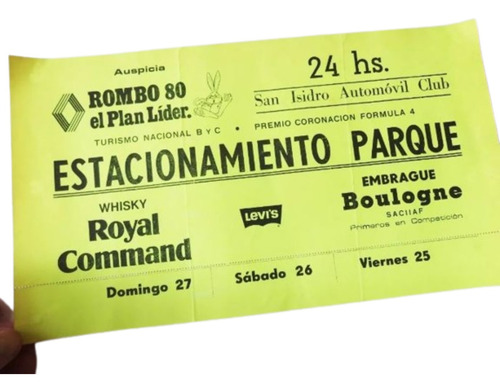 Ticket Entrada Auto Carrera Insignia Automovil Club F4 Tn