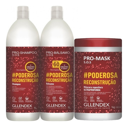 Kit Pro Poderosa Reconstruccion Coco Gllendex Shampoo Acondi