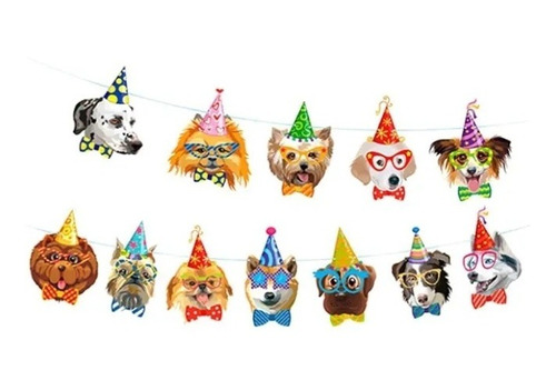 Guirnalda Perros Cotillón Cumpleaños Mascotas Caninos Decora