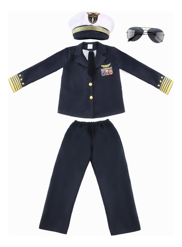 Puteraya 5 Pcs Kids Navy Costume Set Yacht Captain Sailor C.