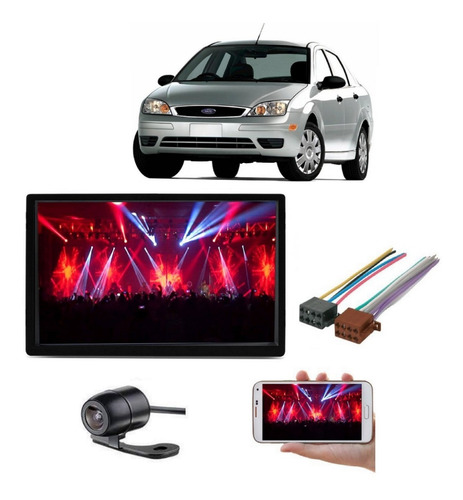 Mp5 Central Multimidia Moldura 2 Din Ford Focus Hatch Sedan 2001 2002 2003 2004 + Camera