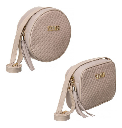 Imagem 1 de 9 de Kit 2 Bolsas De Ombro Redonda E Quadrada Pequena Lançamento