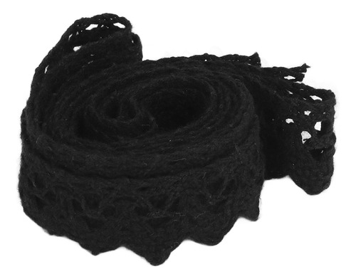 Fita De Renda Artesanal, Fio De Algodão, 20 Jardas, Preto, D