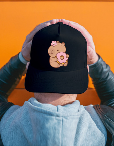 Gorra Tipo Baseball Diseño Capibara Dona Gorras Negras
