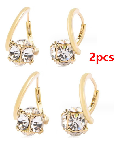 Aretes Plata Diamantes Circonita Cúbica Con Aguja Dama 2par