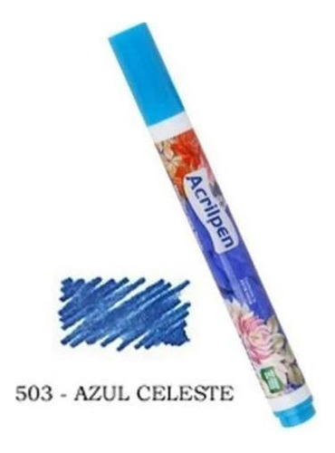 Caneta Tecido Acrilex Acrilpen Azul Celeste