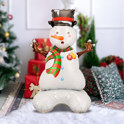 M Balão De Natal Balão De Pé Feliz Boneco De Neve 120x75cm