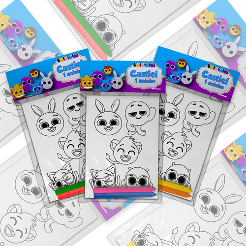 150 Kit Colorir Com Giz Lembrancinha Infantil Bolofofos