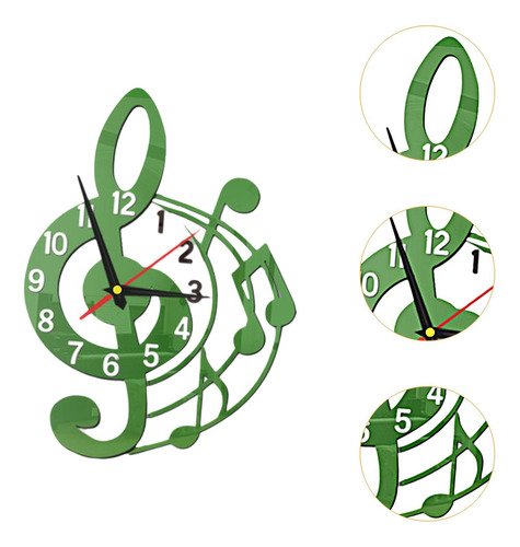 Reloj De Pared Silent Sweet Musical Diseño Verde