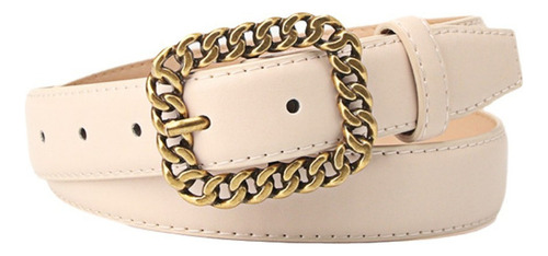 Cinturón De Cuero Para Mujer Con Hebilla Ajustable A La Moda