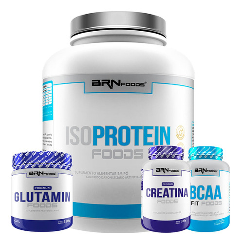 Kit Whey Protein Isolado 2kg + Glutamina + Bcaa + Creatina Sabor Baunilha