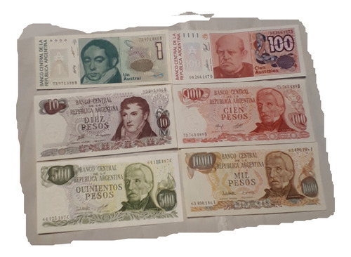 Lote De 6 Billetes Pesos  Y Australes Sin Circular Oferta !!