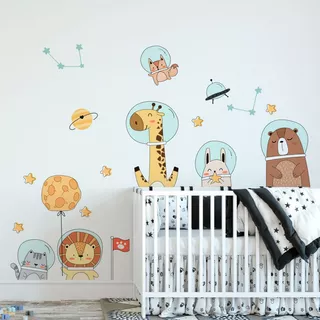 Adesivo De Parede Decorativo Infantil Safari Astronauta 