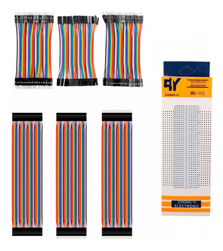 240pz Cables Jumper Dupont, 20cm Y 10cm Con Protoboard 830pt