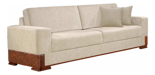 Sofá 3 Lugares Bretanha Linho Creme Ii Cor Marrom-claro