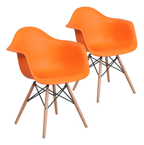 Flash Furniture Silla De Plástico Naranja Serie Alonza Con.