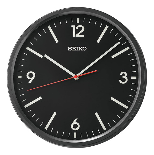 Reloj De Pared Seiko Sano De 12 Pulgadas, Negro Metálico