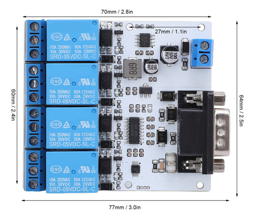 Módulo De Relé De 4 Canales Rs232 Opto Serial Port Control D