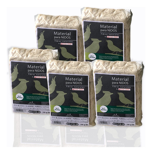 Material Para Nido Yute Blanco-algodón. 5pzx100g Canarios